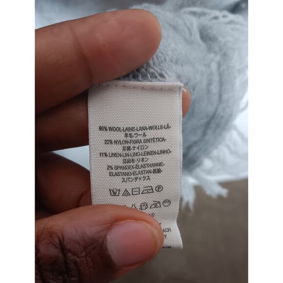 Free People Irresistible V Neck Fringe Sweater Oversized Wool Blend Lagenlook L - Picture 4 of 4